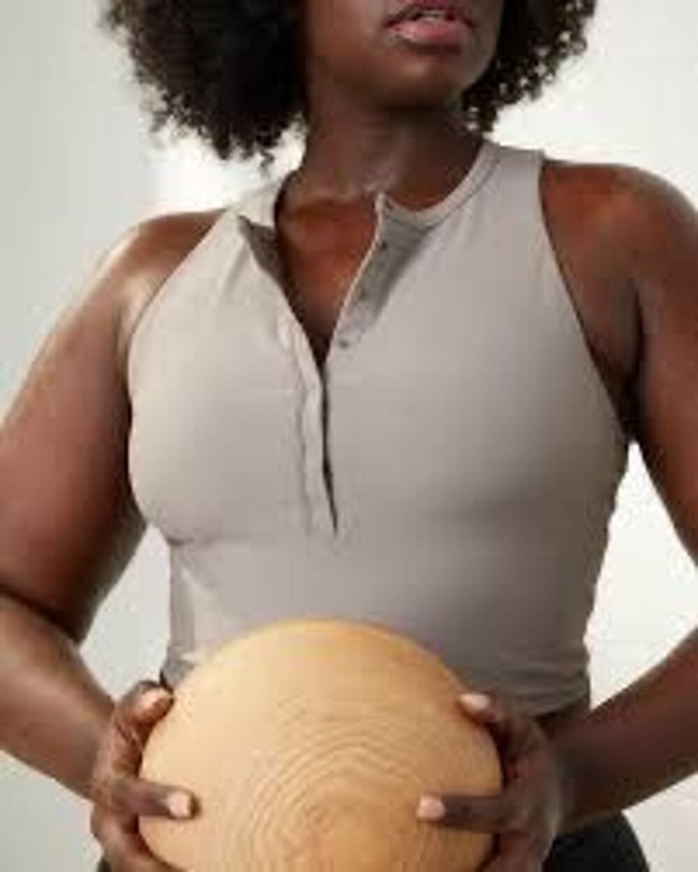 Abercrombie YPB sculptLUX Zip Front Tank Taupe Medium